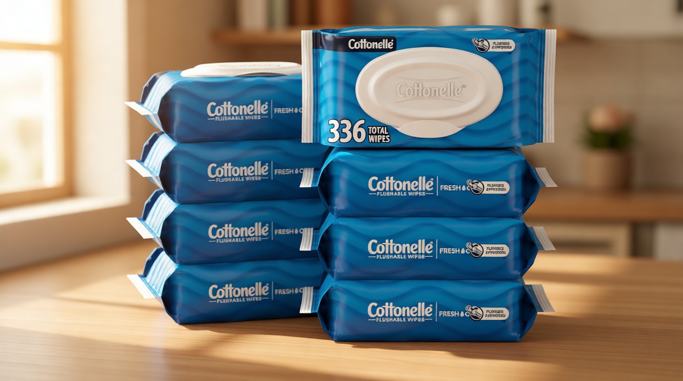 Cottonelle Fresh Feel Flushable Wet Wipes, Adult Wet Wipes, 8 Flip-Top Packs, 42 Wipes Per Pack (336 Total Wipes), Packaging May Vary The Forest Stewardship Council