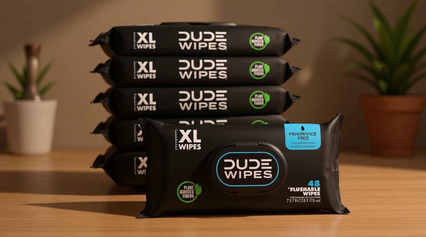 DUDE Wipes Unscented Flushable Wipes - Extra-Large Adult Wet Wipes for Sensitive Skin - 6 Pack (288 Count) - Infused with Vitamin E and Aloe - Septic and Sewer Safe GreenCircle Certified: Certified Environmental Facts Label