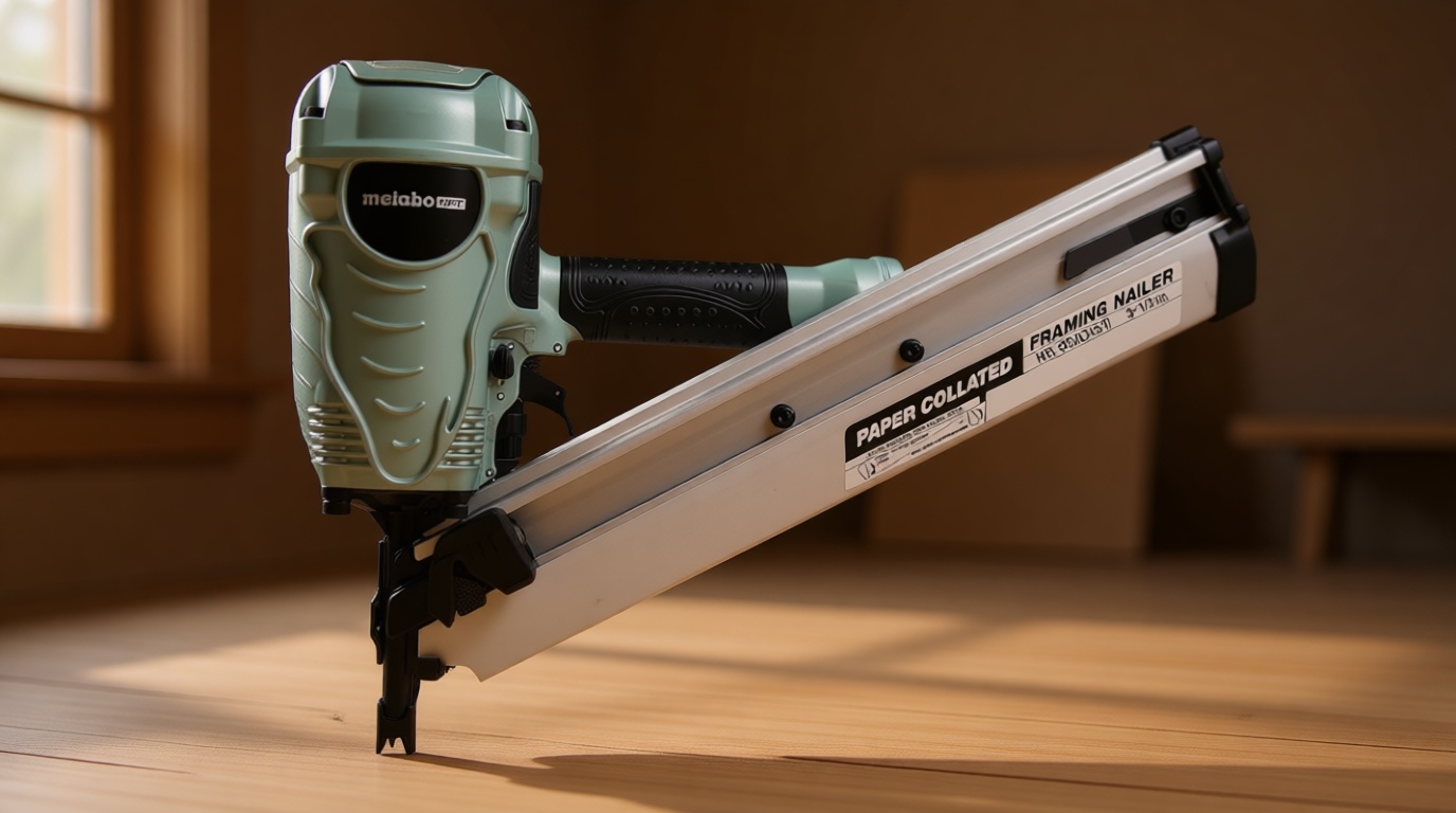 Metabo HPT Framing Nailer, Pro-Preferred Framing Tool for Flooring, Truss Build-Up, Roof Decking, and Housing Construction, Quick Switch Nailing, 3-1/2" 30° Paper Collated Nails, NR90ADS1
