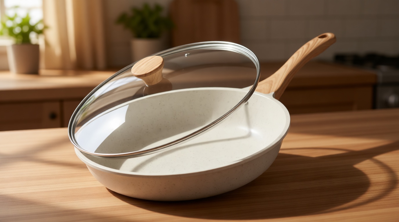 SENSARTE Nonstick Ceramic Frying Pan Skillet with Lid, 10 Inch Omelet Pan, Healthy Non Toxic Chef Pan, Induction Compatible Egg Pan with Heat Resistant Handle, Free of Intentionally Added PFAS/PTFE Recycled Claim Standard Blended