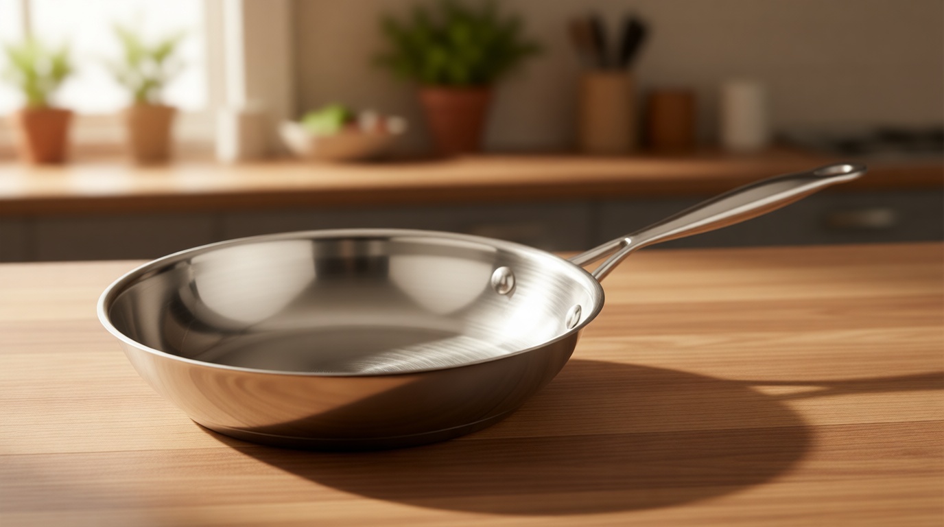 Cuisinart 8-Inch Open Skillet, Stainless Steel Skillet, Large Kitchen Pan, Dishwasher Safe, Compatible with Induction, Electric, Gas Cooktops, Oven Safe Saucepan, Cool Grip Handles