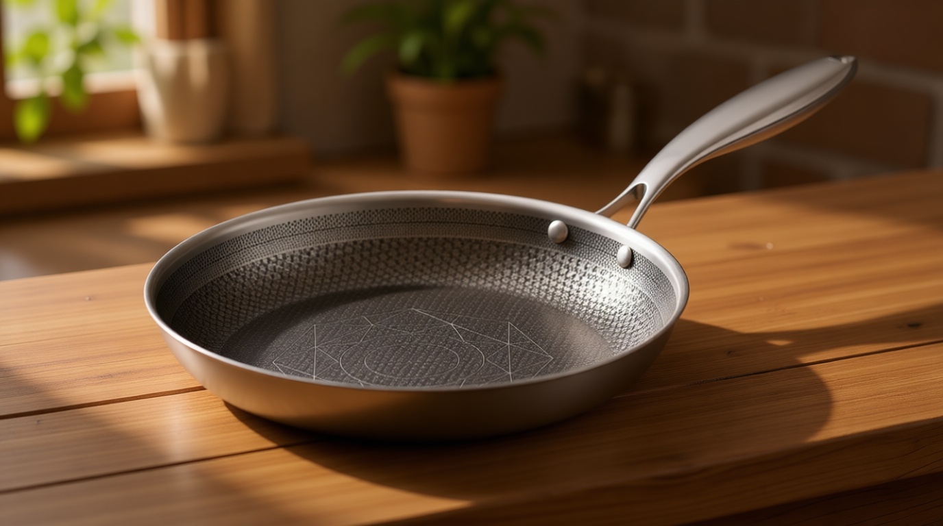 COOKER KING 8-Inch Stainless Steel Pan, Hybrid Nonstick Frying Pan, Skillet, 3-Ply Clad Cookware, Even Heat Distribution, Dishwasher & Oven Safe, with Stay-Cool Handle, Induction Compatible Recycled Claim Standard Blended