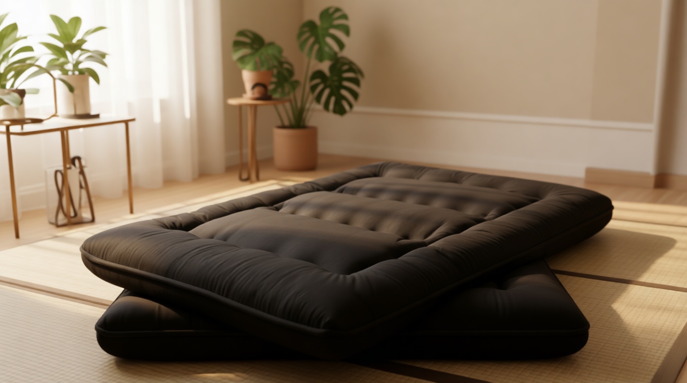 MAXYOYO 6" Extra Thick Japanese Floor Mattress Futon Mattress, Foldable Tatami Pad for Adults, Roll Up Floor Mat for Living Room Guest Room RV, Black, Queen OEKO-TEX STANDARD 100