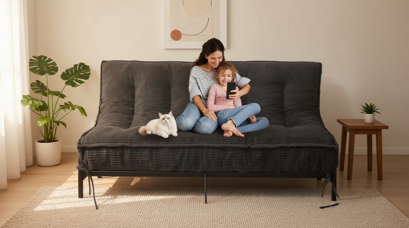 JUIKURY 8" Futon Mattress Full Size, Thick Futons Sofa Couch Bed Sleeper Sofa Bed, Floor Mattress for Adults, Roll Up Folding Mattres Shredded Foam Filling, Medium Firm(Frame Not Included) OEKO-TEX STANDARD 100