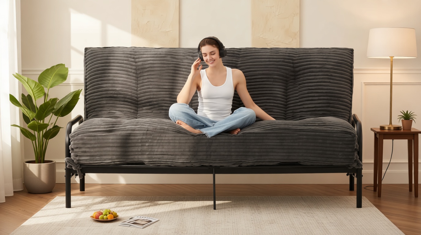 10" Futon Mattress Queen Size, Ultra Thick Futons Sofa Couch Bed Sleeper Sofa Bed, Versatile Floor Futons Japanese Floor Mattress for Adults, Grey (Frame Not Included) OEKO-TEX STANDARD 100