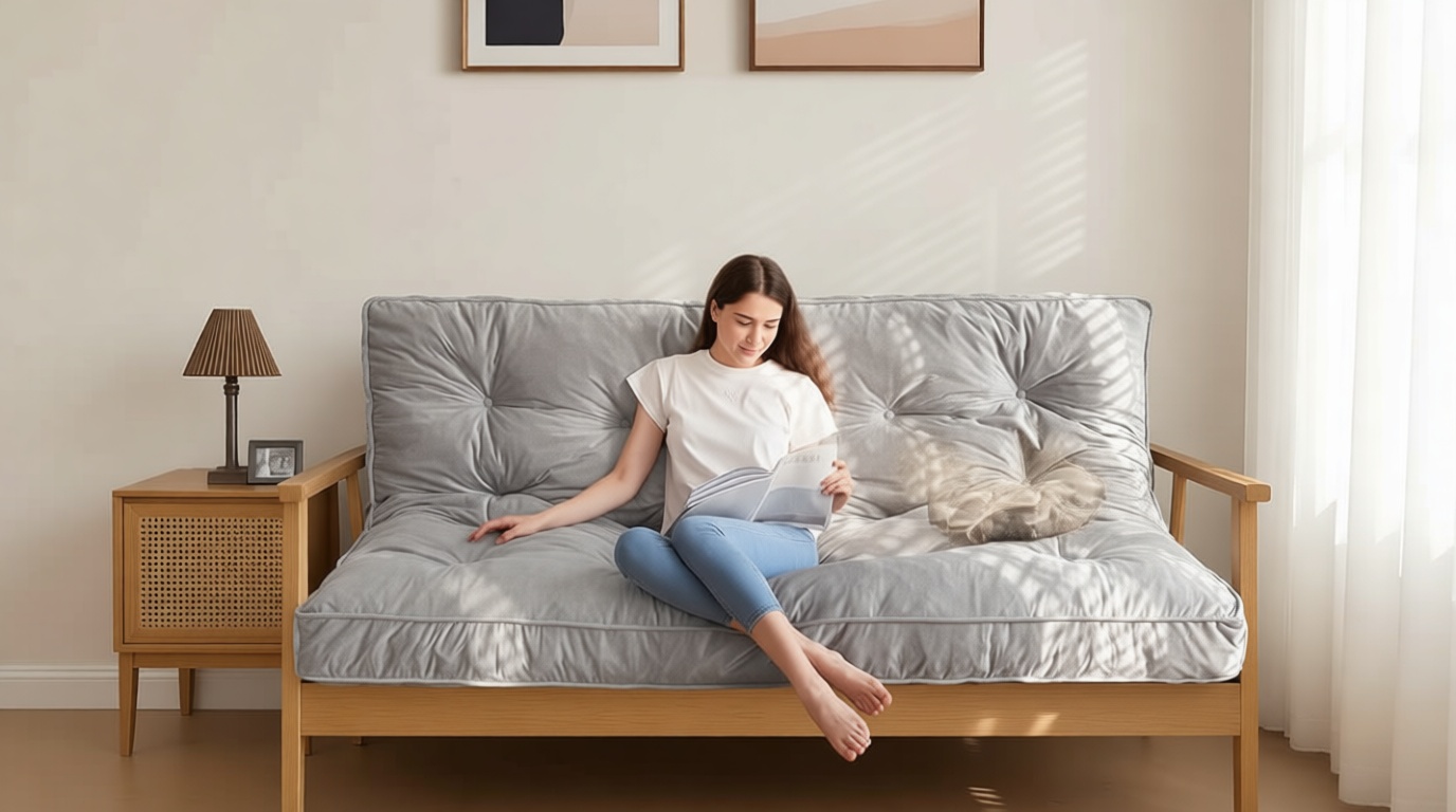 MAXYOYO 6" Futon Mattress Full Size, Velvet Thick Futons Sofa Couch, Versatile Floor Mattress for Adults, Shredded Foam Filling (Frame Not Included), Grey Global Recycled Standard