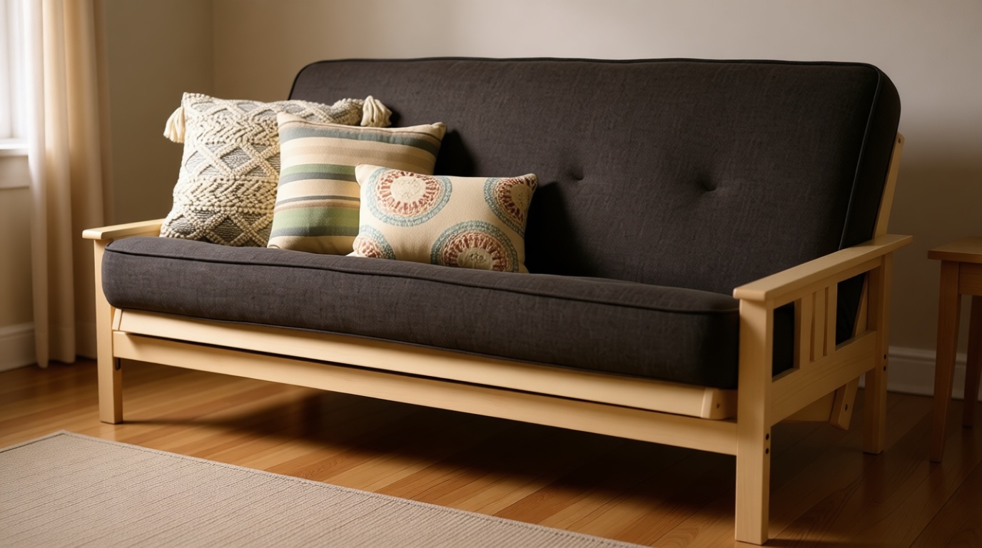 Kodiak Furniture 8" Full Size Spring Futon Mattress Replacement, Sleeper Sofa Bed Mattress, Linen Charcoal, Frame Not Included