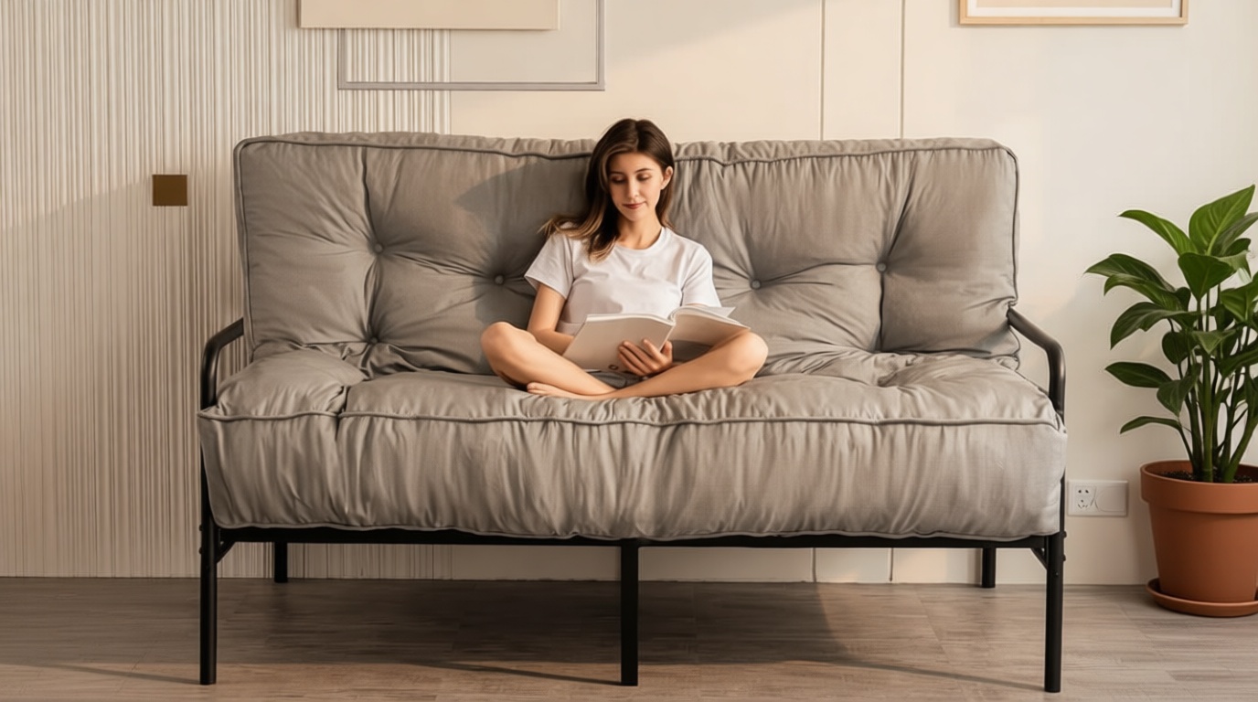 YOSHOOT 8 Inches Futon Mattress Full Size, Thick Futons Sofa Couch Bed, Floor Mattress for Adults, Shredded Foam Filling, Medium Firm(Frame Not Included), Grey, 54"x75" OEKO-TEX STANDARD 100