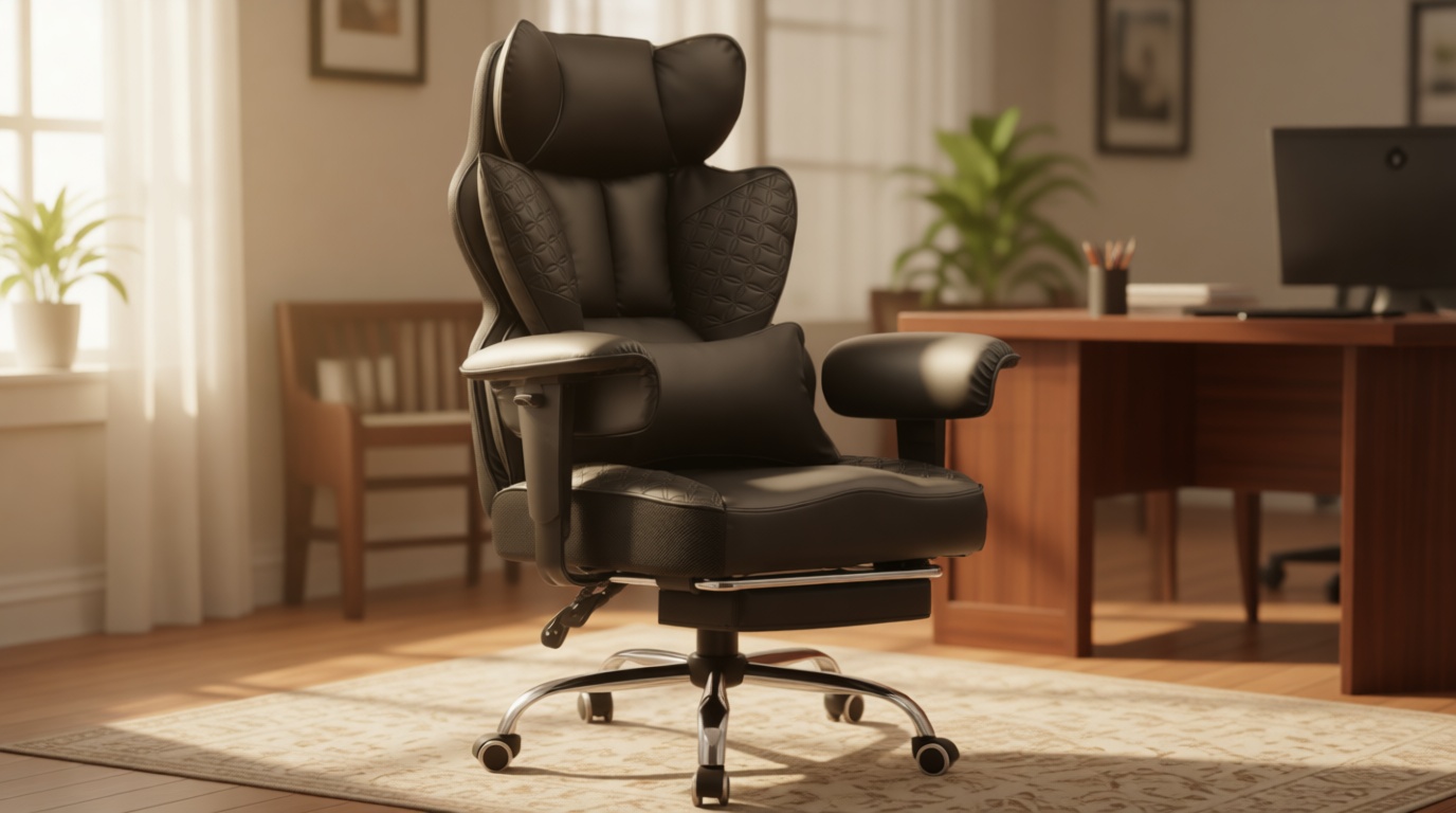 COMHOMA Big and Tall Office Chair Heavy Duty Wide Ergonomic Gaming Chair with Deluxe Embossing Designed Leather with Foot Rest,150°Reclining Adjustable Armrests Pocket Spring Back Support and Pillow The Forest Stewardship Council