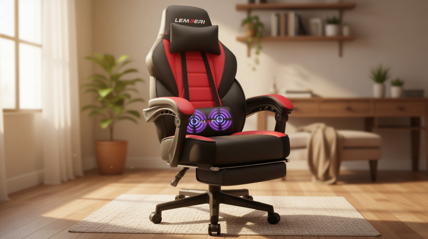 LEMBERI Gaming Chair for Adults, Big and Tall 400lb Capacity, Video Game Chairs with Footrest, Racing Style Computer Gamer Chair with Headrest and Lumbar Support The Forest Stewardship Council