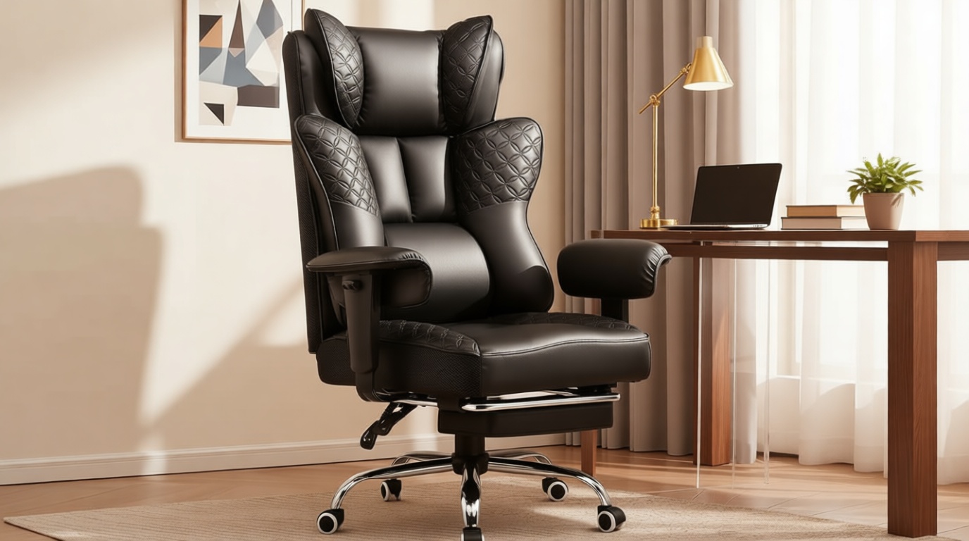 GTPLAYER Big and Tall Office Chair Wide Ergonomic Gaming Chair with Deluxe Embossing Designed Leather with Foot Rest,150°Reclining Adjustable Soft Armrests Pocket Spring Back Support and Pillow