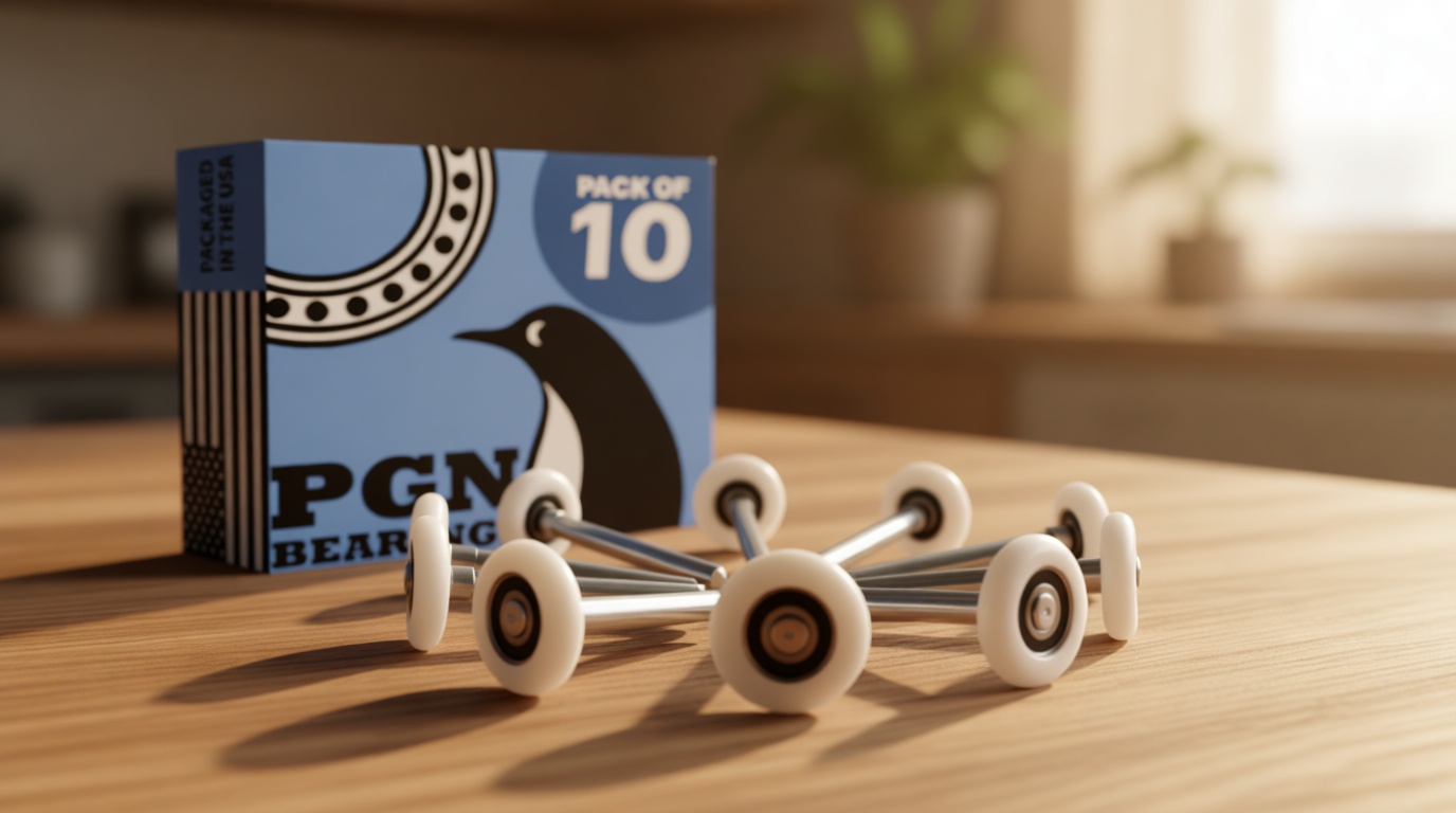 PGN 2" Nylon White Garage Door Rollers – Sealed 6200-2RS Bearing, Dual-Sealed, Quiet & Smooth Operation, Long-Life Replacement, 4" Stem, Pack of 10