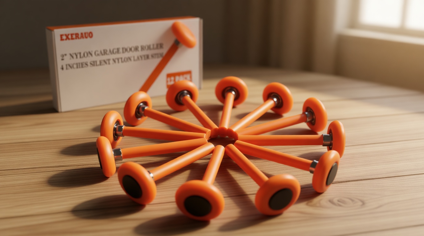 12 Pack 2" Nylon Garage Door Rollers, 4" Nylon Layer Stem, Quiet/Smooth Garage Door Wheels Replacement, Double Seal 6200-2RS Bearings