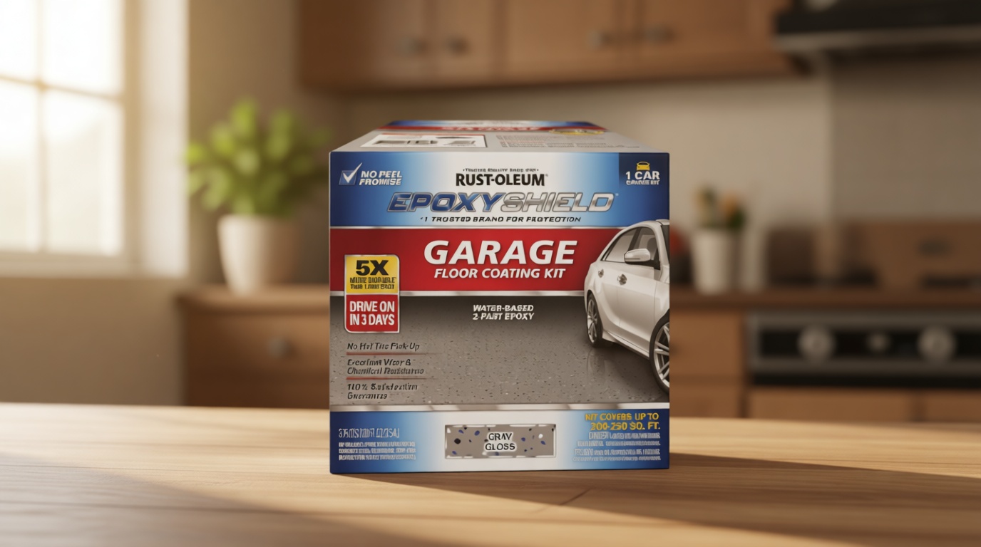 Rust-Oleum 251965 EPOXYSHIELD Garage Floor Coating Kit, 1 Car, Gloss Gray