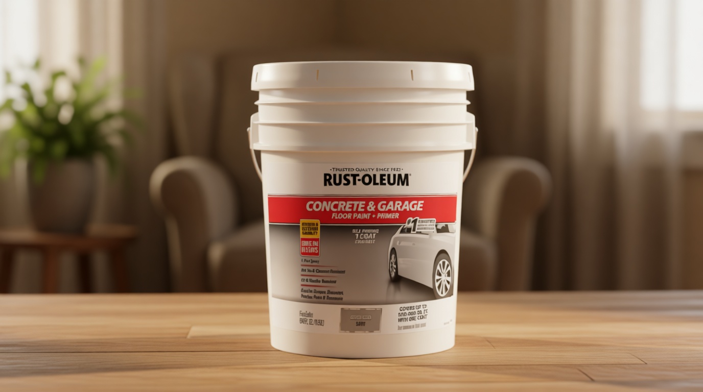 Rust-Oleum 320173 Concrete & Garage Floor Paint and Primer, 5 Gallon, Satin Armor Gray