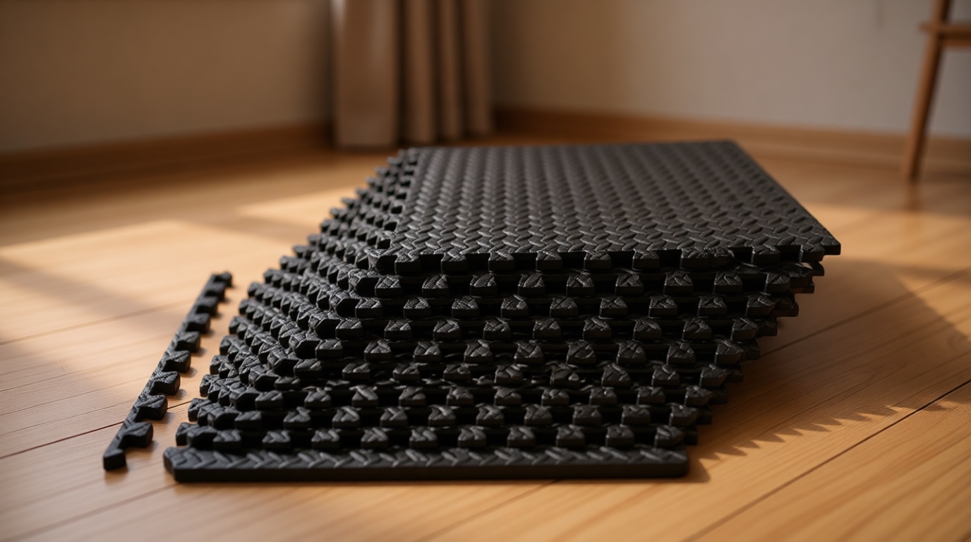 ProsourceFit Puzzle Exercise Mat ½ in, EVA Interlocking Foam Floor Tiles for Home Gym, Water-Resistant Mats Workout Equipment, Floor Padding for Kids, Black, 24 in x 24 in x ½ in, 48 Sq Ft - 12 Tiles