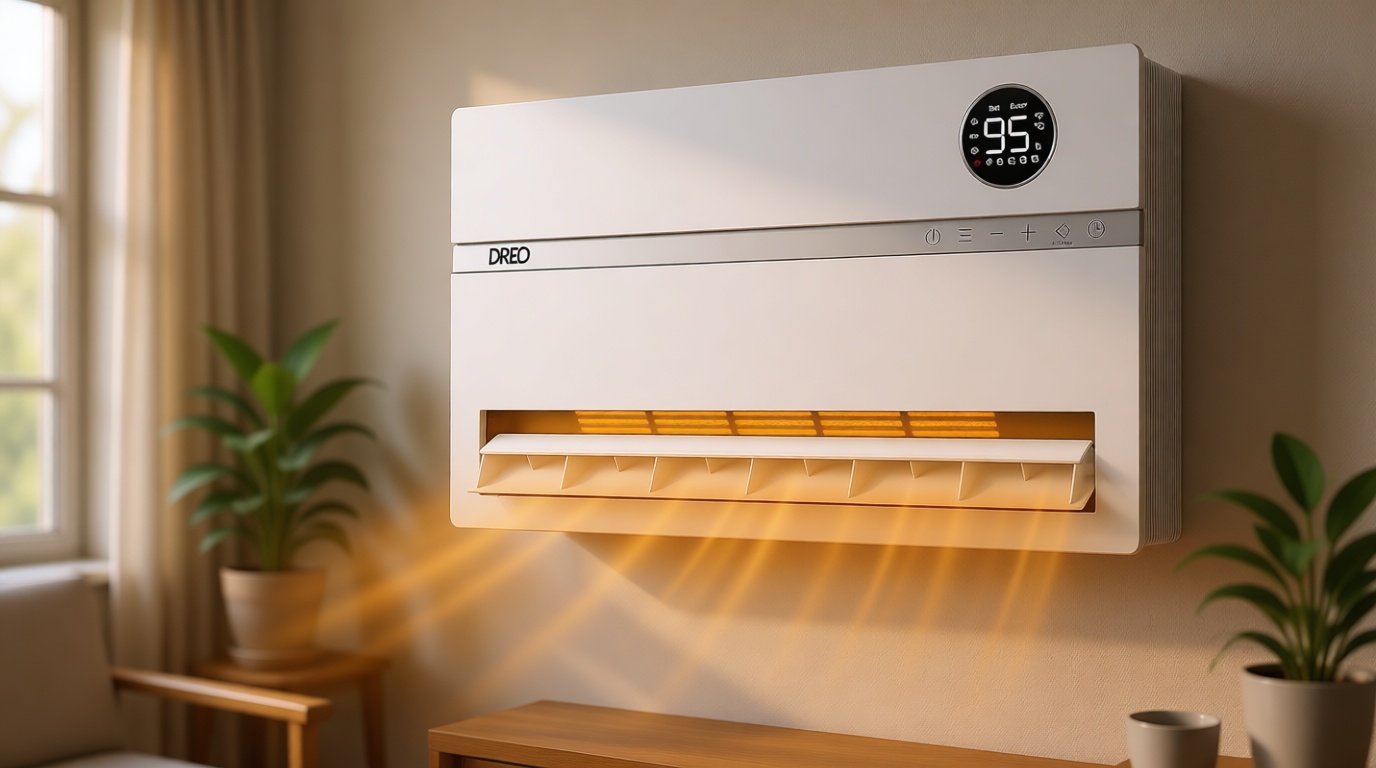 Dreo Smart Wall Heater, Electric Space Heater for Bedroom 1500W, 120° Vertical Oscillation, Adjustable Thermostat, Remote Control, 24H Timer, Easy-Mount Heater for Indoor Use, Works with Alexa, WH719S