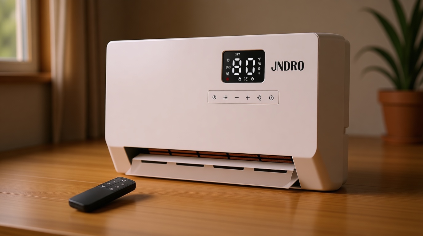 Wall-Mounted Space Heater with ECO Thermostat and Remote Control, LED Display, 60°/90°/120° Oscillation Modes, 24-Hour Timer, Indoor Electric Space Heater