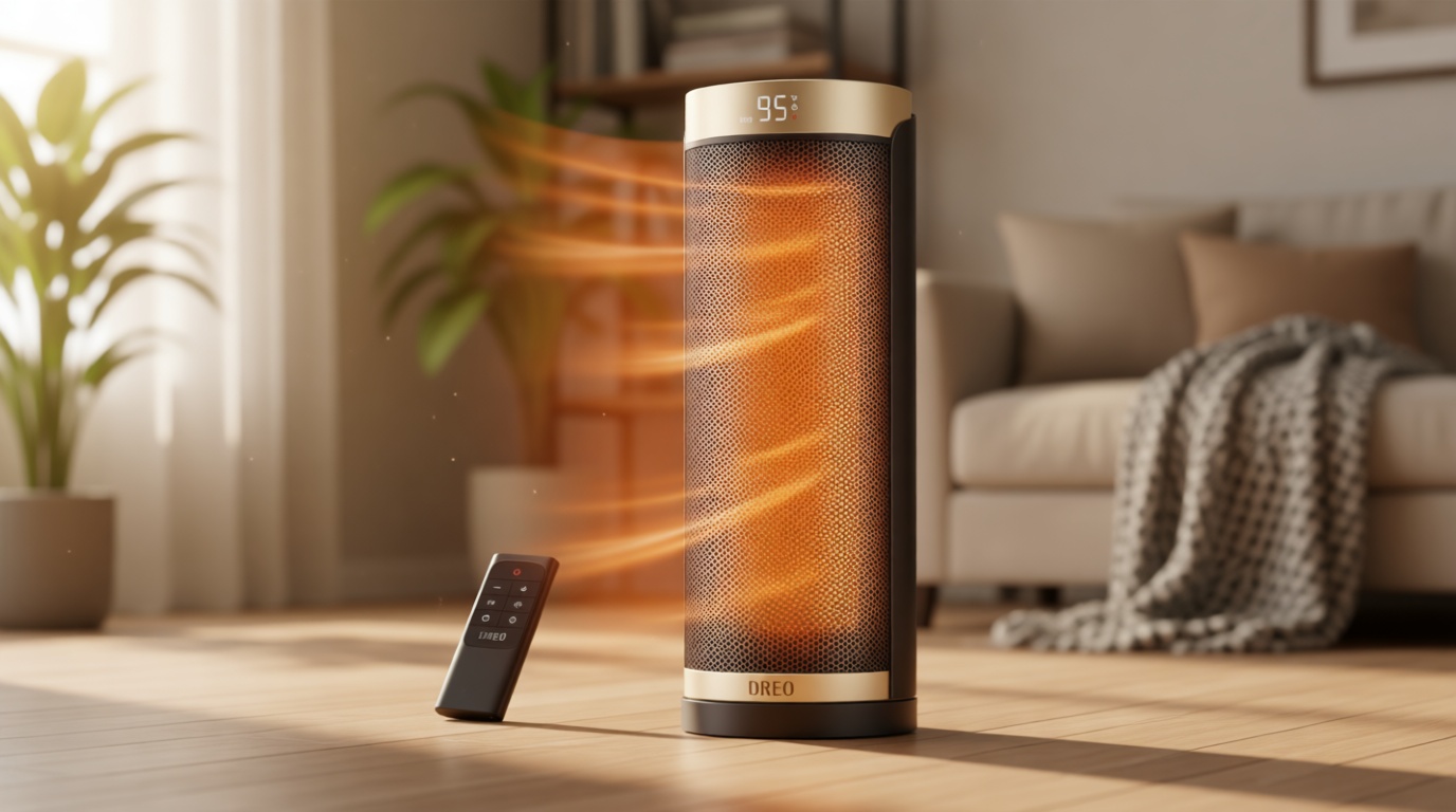 Dreo Space Heater, 1500W Electric Heaters for Indoor Use with Thermostat, 70° Oscillation, 8 Safety Protections, 5 Modes, Remote, 12H Timer, Quiet Portable Heater for Office, Bedroom, Large Room