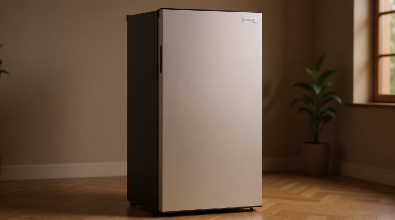 Frigidaire 10 Cu. Ft. Upright Convertible Fridge/Freezer, Reversible Door, Removable Glass Shelves, Adjustable Controls, Platinum Finish