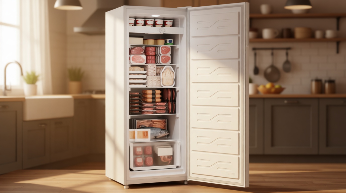 Upright Freezer 7.0 Cu.Ft, Convertible Stand Up Freezer or Refrigerator, Large Capacity with 5 Adjustable Shelves & Reversible Door, Upright Fridge for Home, Garage, Apartment