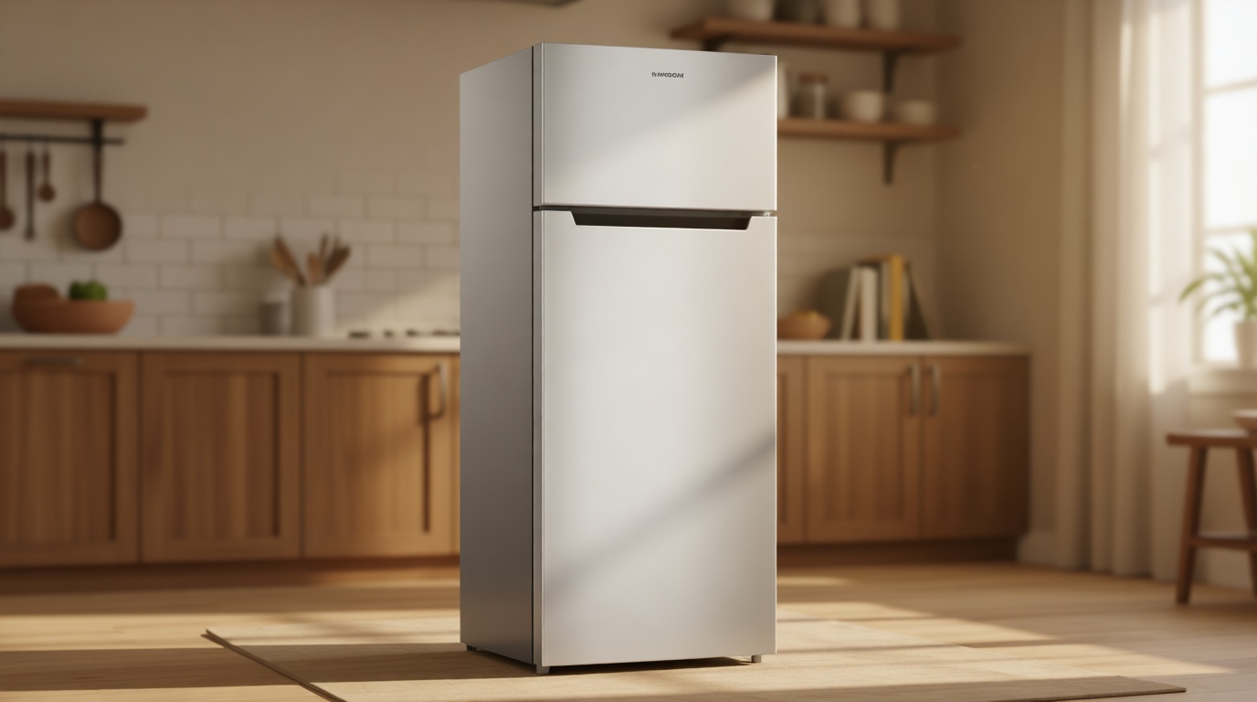 BANGSON 7.7 Cu.Ft Refrigerator with Top Freezer Apartment Size, Fridge for Small Spaces, Office Studio, Energy Saving Low Noise Adjustable Thermostat, Stainless Steel, Silver