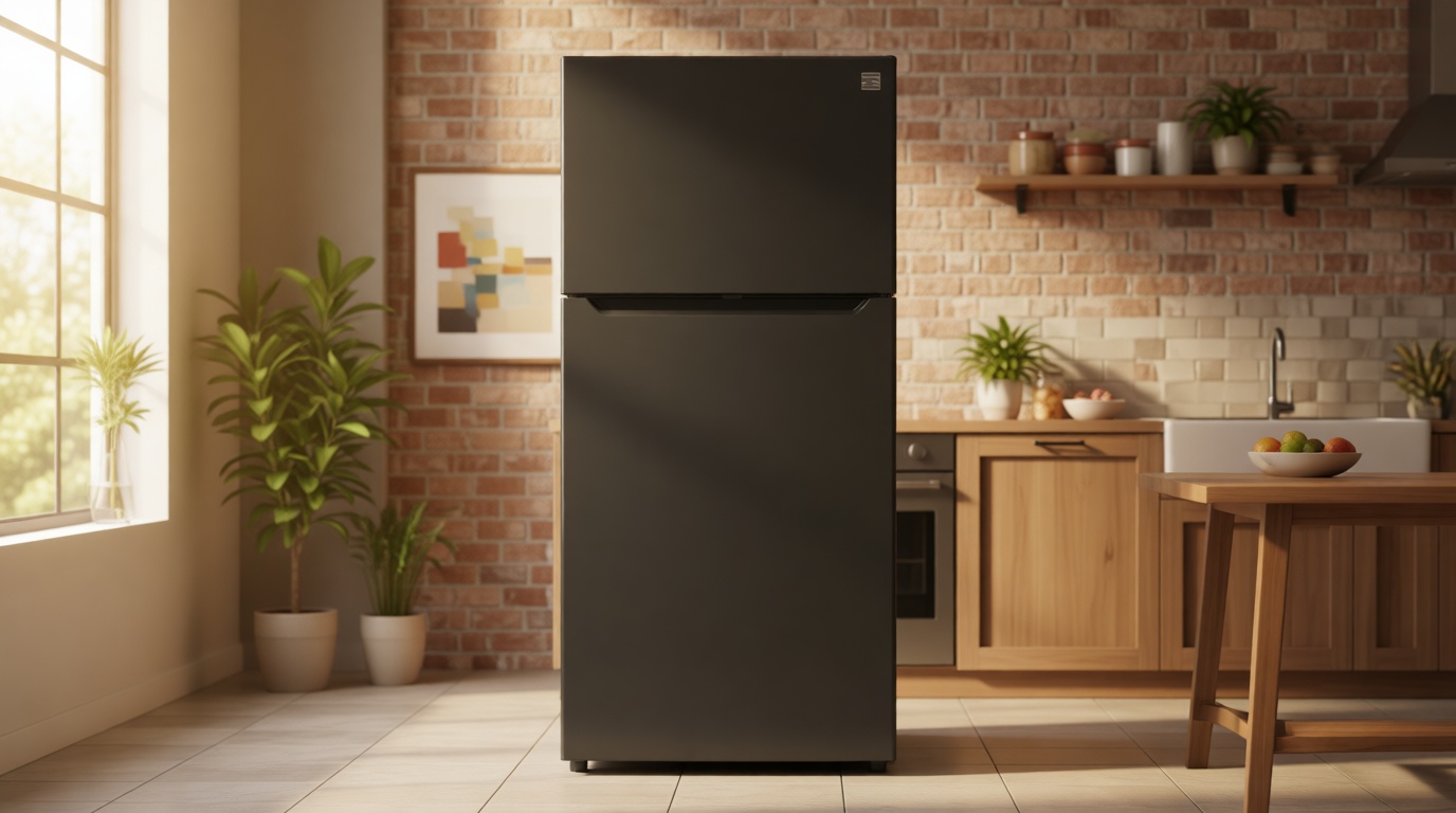 Kenmore 30" Top Mount Refrigerator with Freezer - Adjustable Shelving, Humidity-Controlled Crispers, LED Lighting, ENERGY STAR Certified, Garage Ready, 20.2 cu. ft. Capacity - Black ENERGY STAR