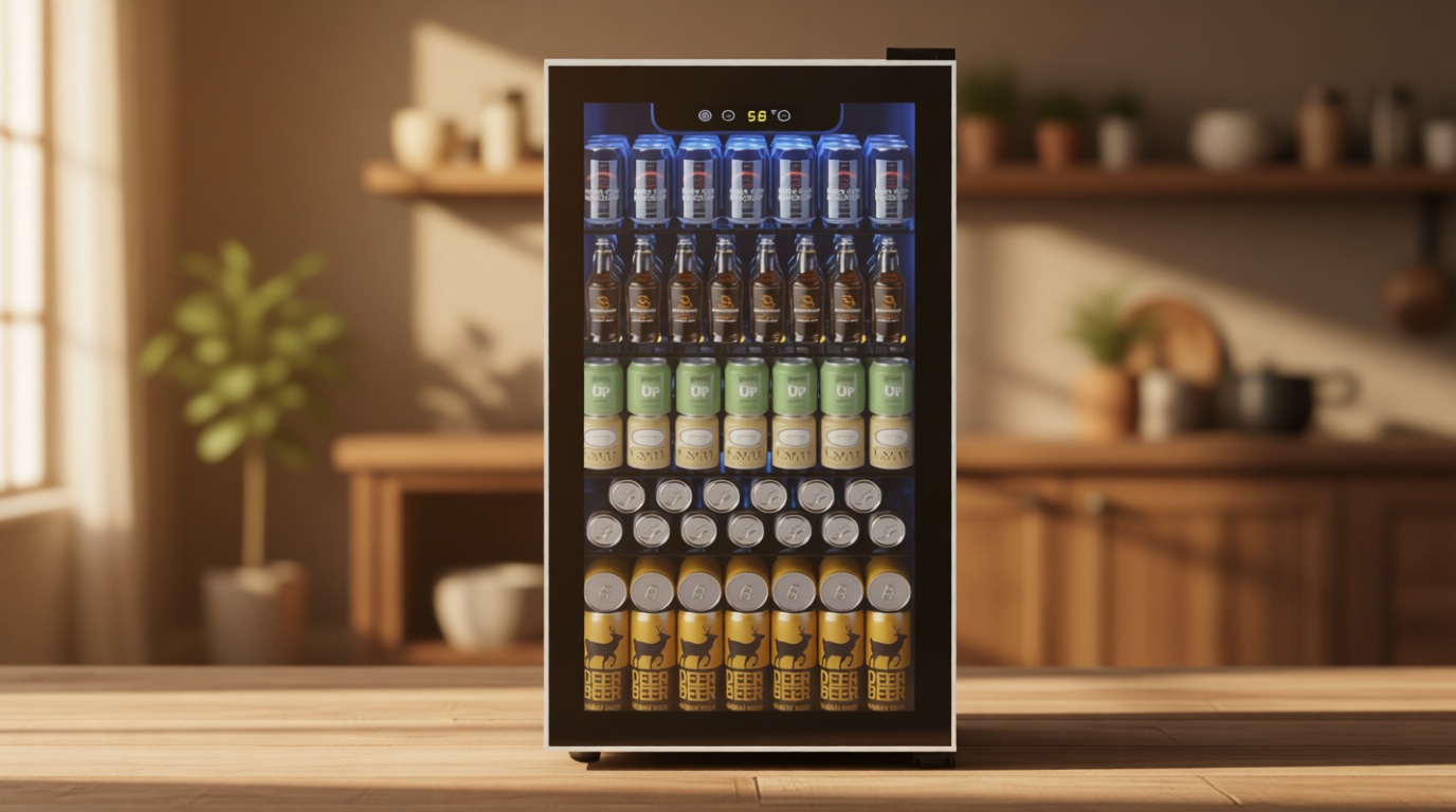 Electactic Mini Fridge 130 Can Beverage Refrigerator Cooler, 3.2 Cu.Ft Drink Fridge for Soda Wine Beer, Adjustable Temperature Control for Home Office, Black