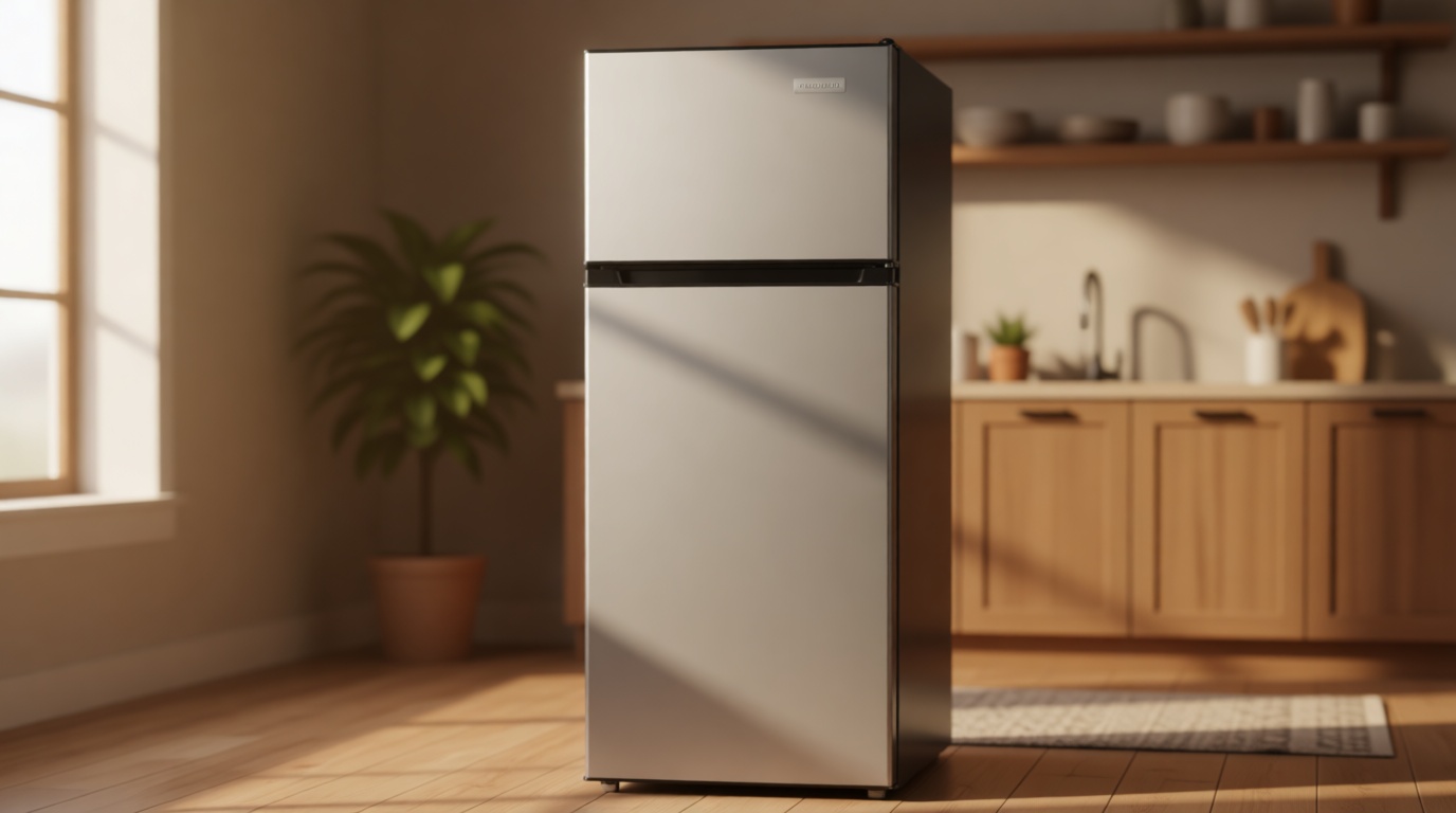 Frigidaire, 2 Door Apartment Size Refrigerator with Freezer, 7.5 cu ft, Adjustable Spill-Proof Shelves, Crisper Bins, Platinum Silver, Garage Ready