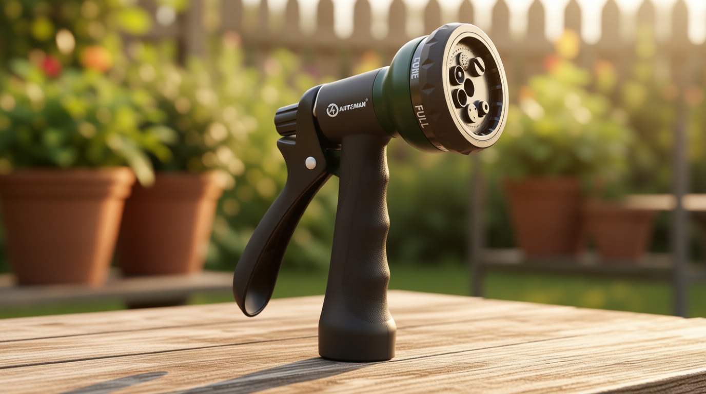 AUTOMAN-Garden-Hose-Nozzle, ABS Water Spray Nozzle with 7 Adjustable Watering Patterns, Slip Resistant for Watering Plants, Lawn & Garden, Washing Cars, Cleaning, Showering Pets & Outdoor Fun.