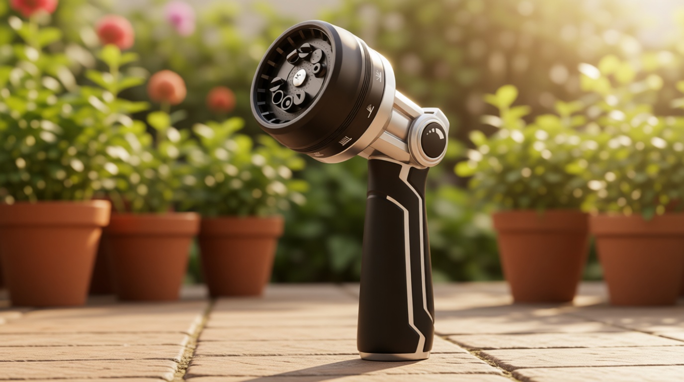 RAINPOINT Full-Metal Garden Hose Nozzle, Heavy Duty Water Hose Nozzle Sprayer With 10 Adjustable Patterns & High Flow,Thumb Control For Flow Adjustment, Ideal For Watering, Washing, Cleaning,Black