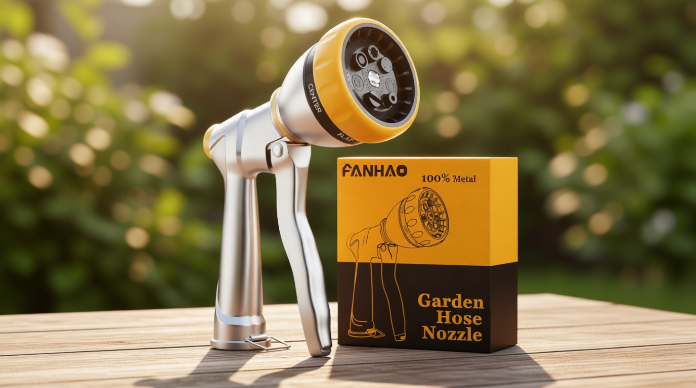 FANHAO Garden Hose Nozzle Sprayer, 100% Heavy Duty Metal Water Hose Sprayer with 7 Spray Patterns, High Pressure Spray Nozzle for Watering Plants & Lawns, Washing Cars & Pets