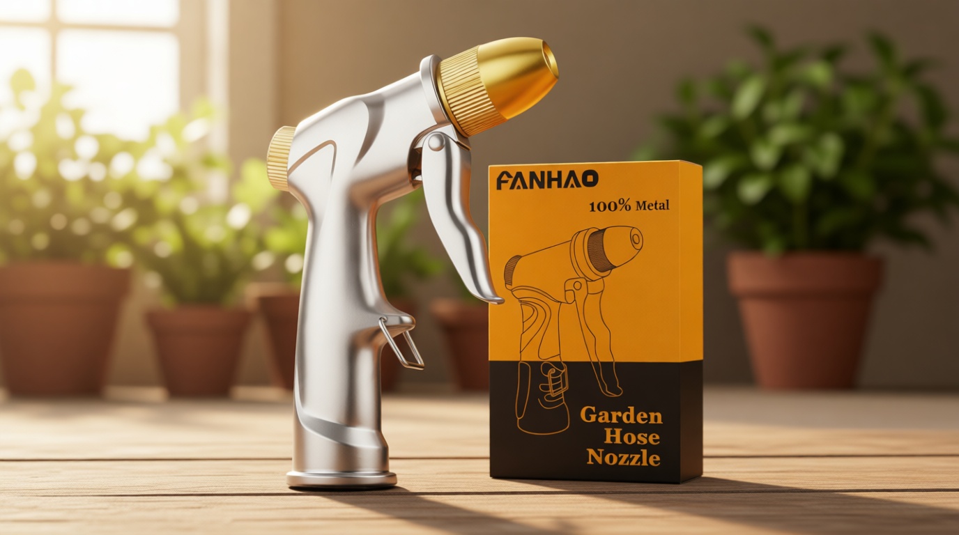 FANHAO Upgraded Garden Hose Nozzle Sprayer, 100% Heavy Duty Metal Handheld Water Nozzle High Pressure in 4 Spraying Modes for Watering Plants and Lawn, Car Washing, Patio and Pet