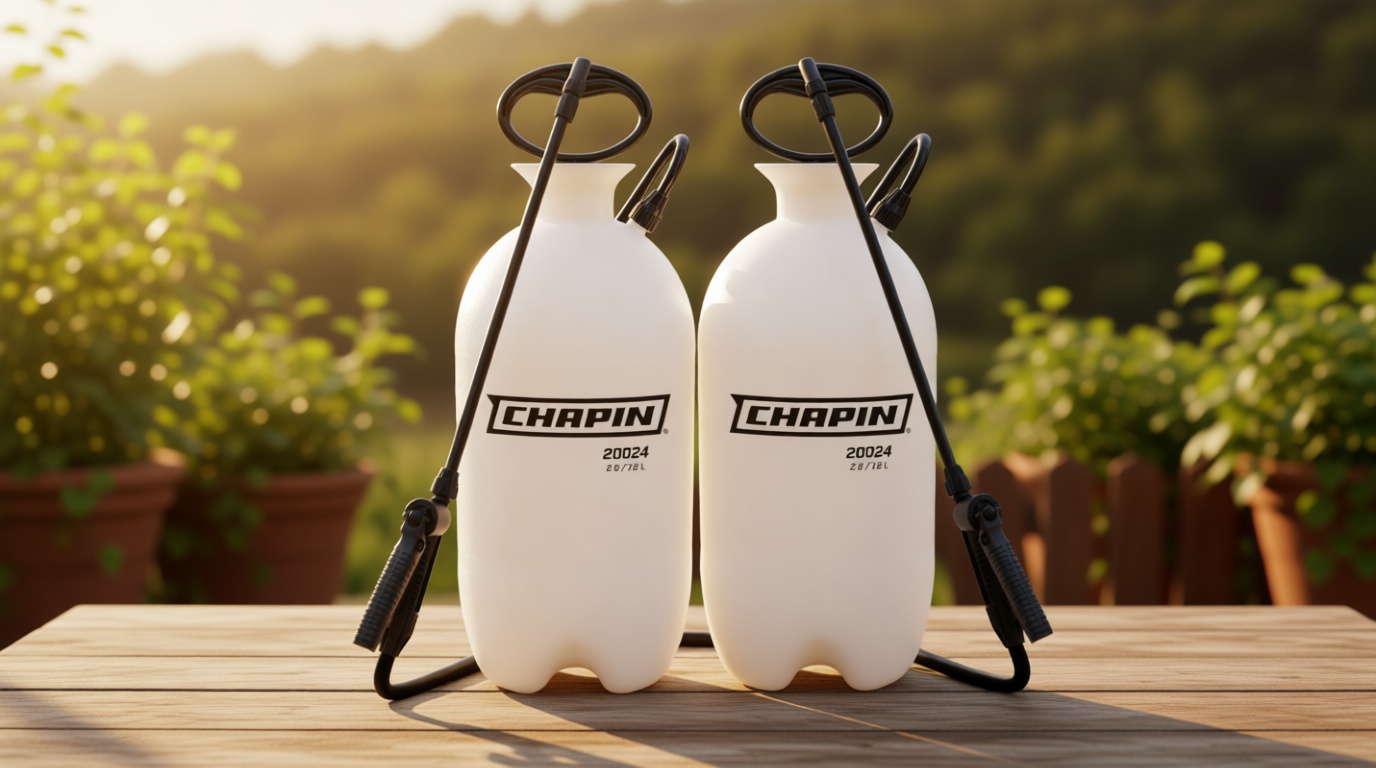 Chapin 20024 Pump Sprayer, 2‑Gallon, Lawn & Garden, Translucent Poly Tank, Funnel‑Top, SureSpray Anti‑Clog Filter, Adjustable Cone Nozzle & 34" Hose for Fertilizer, Weed & Pest Application, Pack of 2