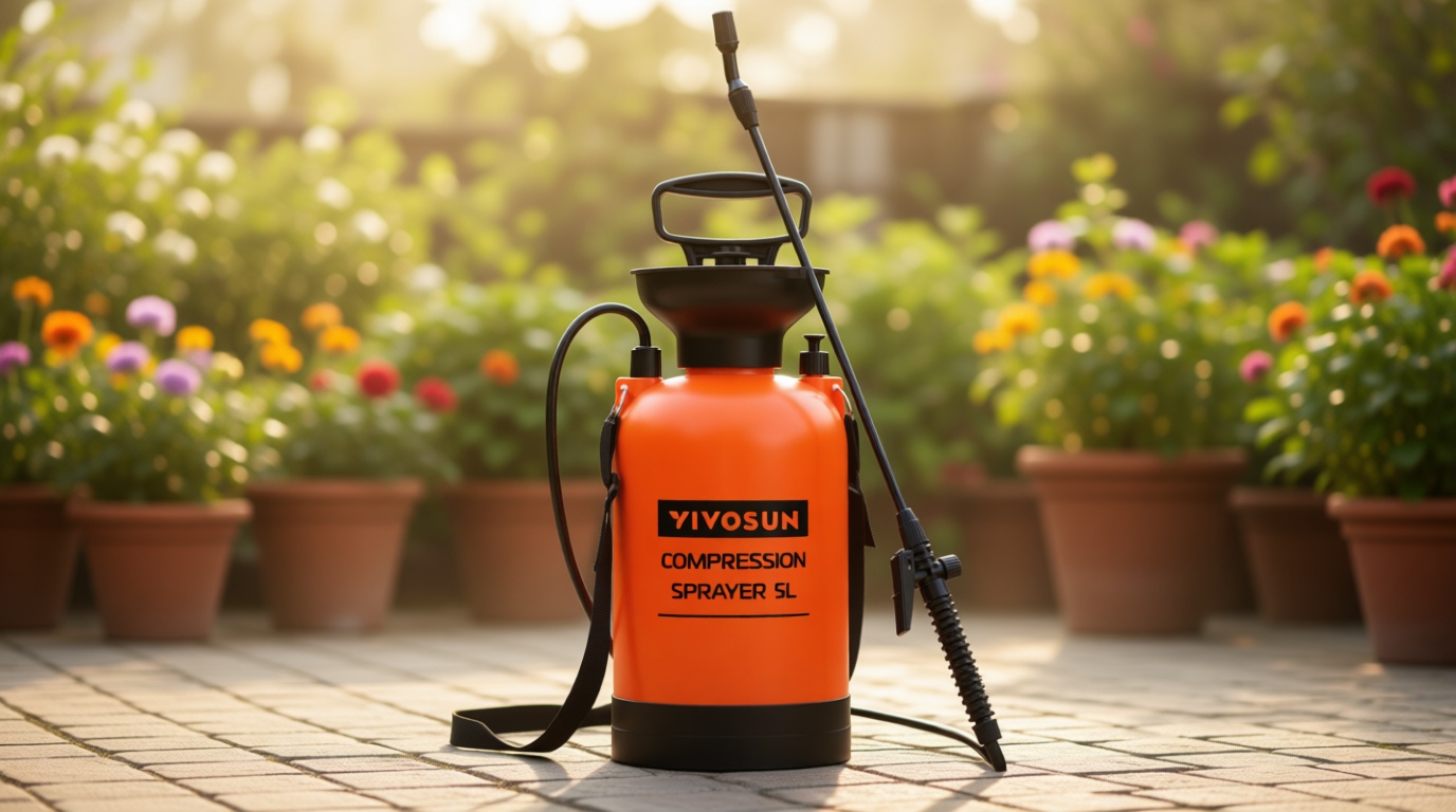 VIVOSUN 1.35-Gallon Pump Pressure Sprayer, Pressurized Lawn & Garden Water Spray Bottle with Adjustable Shoulder Strap, for Spraying Plants, Garden Watering and Household Cleaning Global Recycled Standard