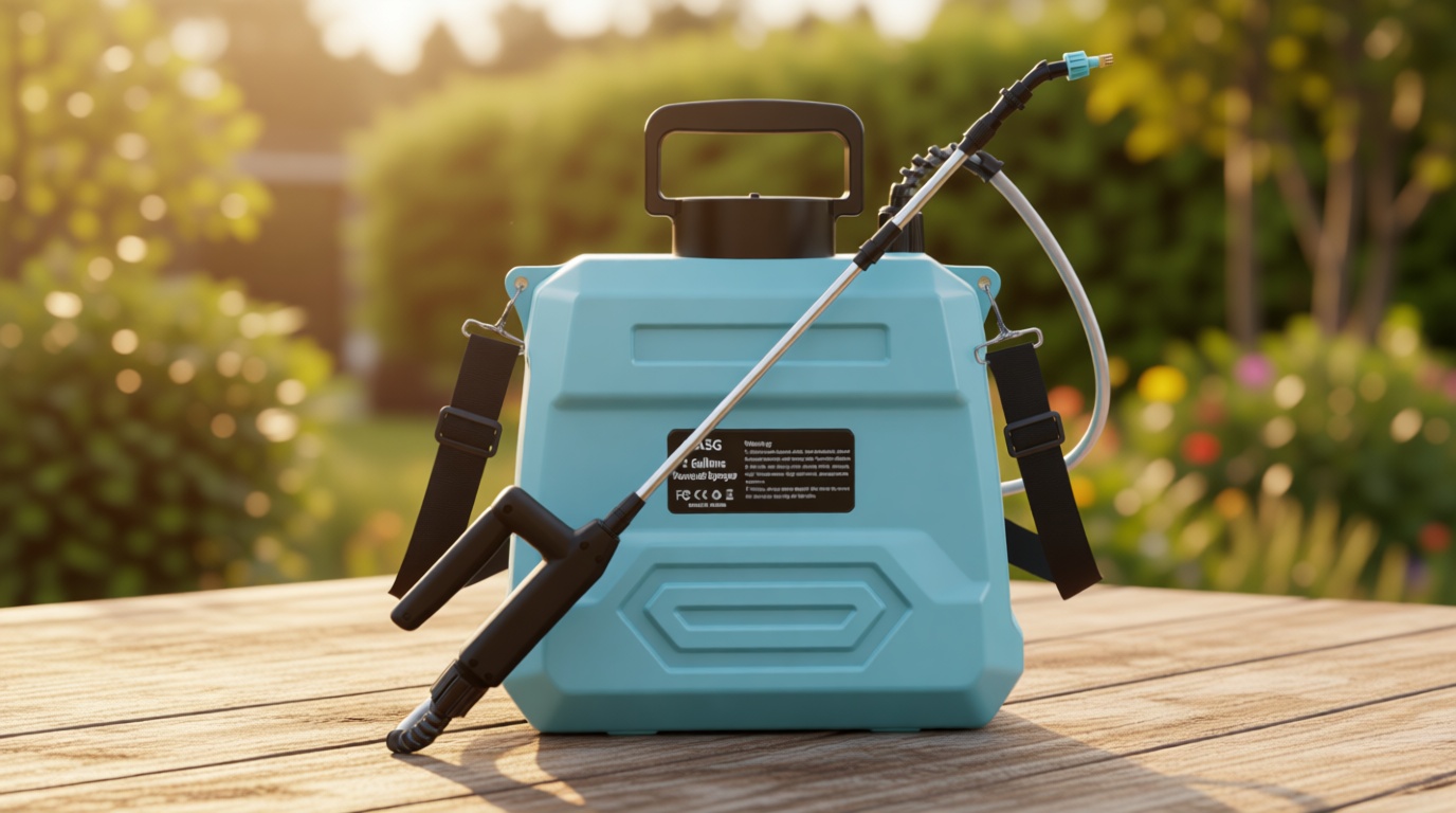 VASG Battery Powered Garden Sprayer 2 Gallon, 7.4V Powerful Electric Pump Sprayer, Weed Sprayer with USB Rechargeable Handle, 5 Mist Nozzles, Retractable Wand, Adjustable Strap for Lawn, Garden, Yard