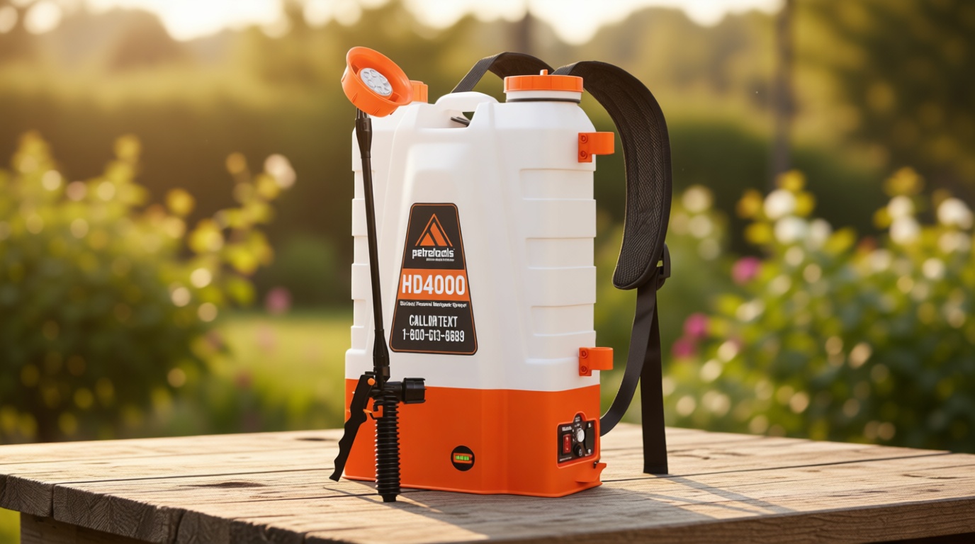 PetraTools Battery Powered Backpack Sprayer 4 Gallon - 6 Hours Long Battery Life & Padded Straps for Comfort - HD4000 Electric Backpack Garden Sprayer with 6 Spray Nozzles & 90PSI Adjustable Pressure