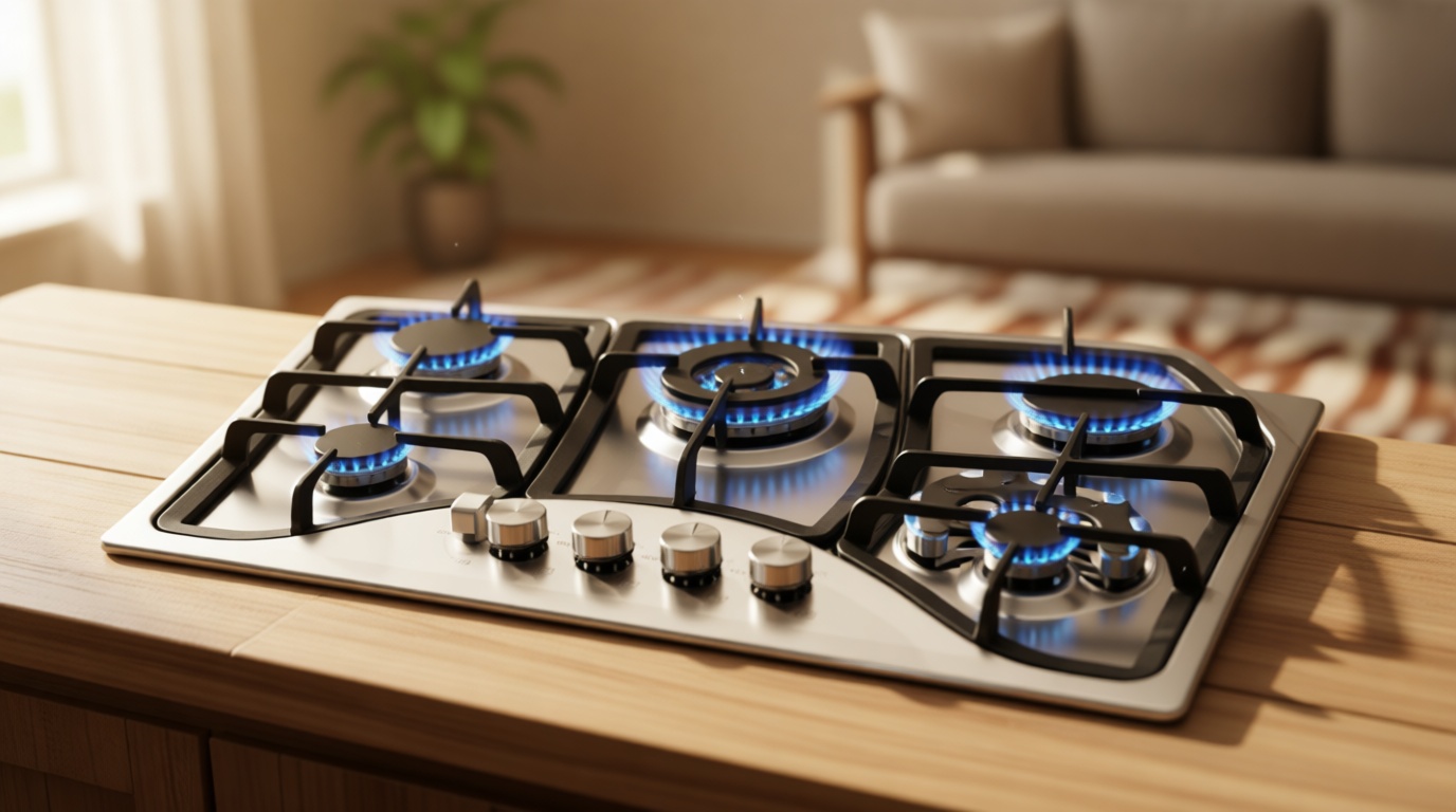 VEVOR 30-inch Gas Cooktop, 5 Burners Built-in Gas Stove Top, Max 12250BTU NG/LPG Convertible Stainless Steel Cooktops, with Thermocouple Protection for Camping, RV, Apartment