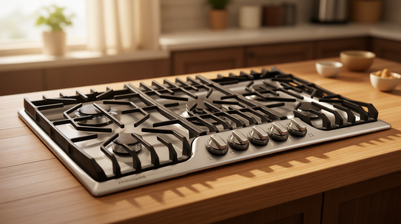 Frigidaire Professional 36 Inch Gas Cooktop with Griddle, Stainless Steel 5-Burner with Propane Conversion Kit, FPGC3677RS