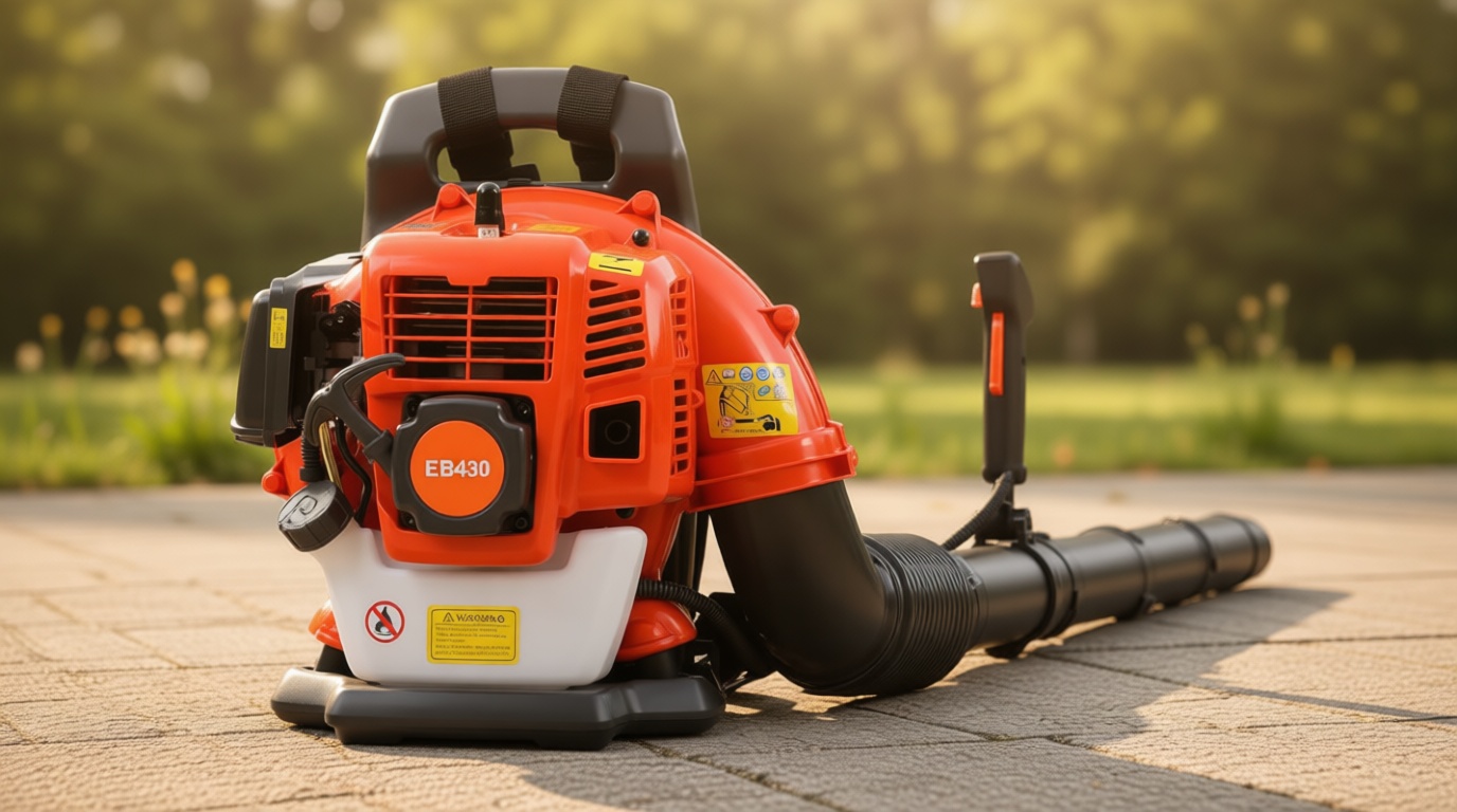 52cc Backpack Leaf Blower – Gas Powered 550 CFM 230 MPH High Airflow for Lawn Care, Low-Vibration Harness, Clears Leaves, Debris & Snow (Orange)