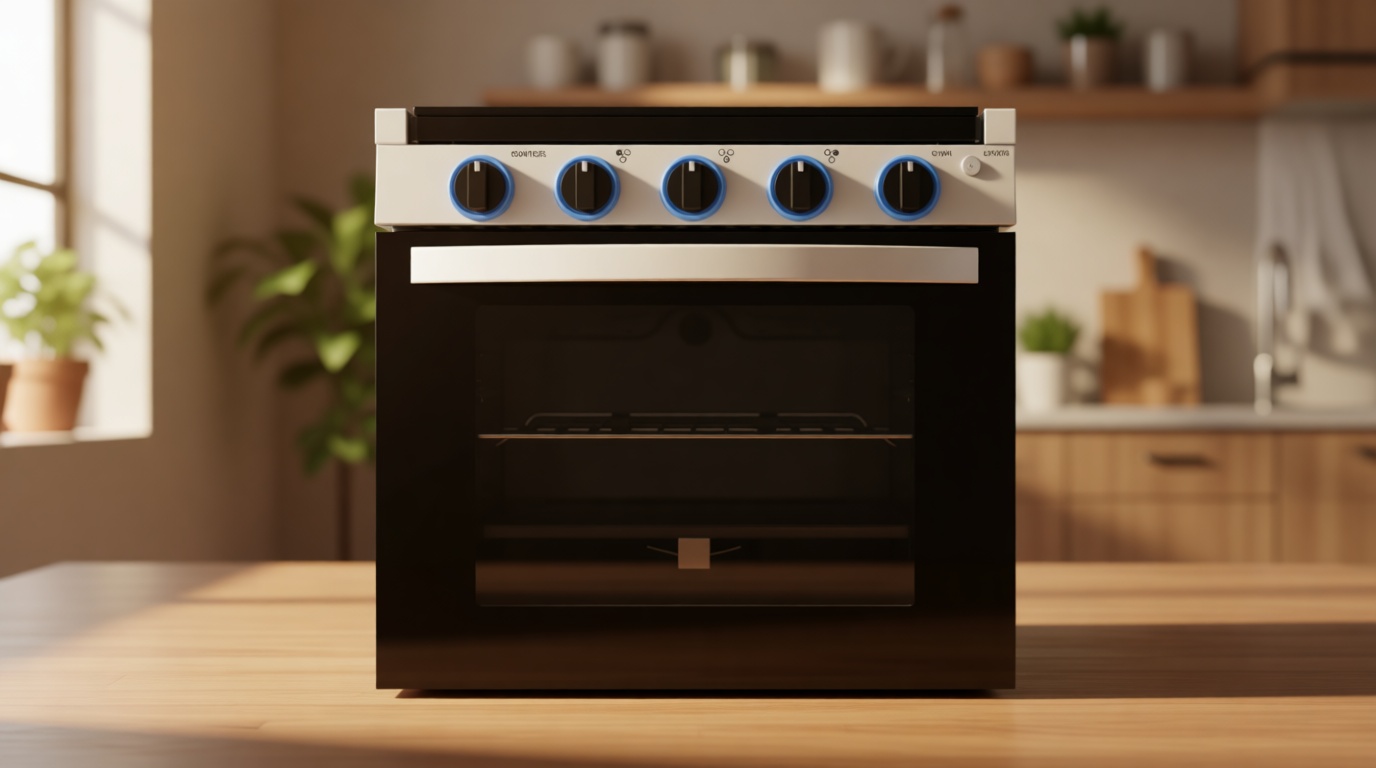 CONTOURE RV 3-Burner Drop-In Gas Range 21” – Propane-Powered RV Stove with Oven, Black with Stainless Steel Accents, LED Knobs, Easy-Clean Oven, CSA Certified, GR-21BTC