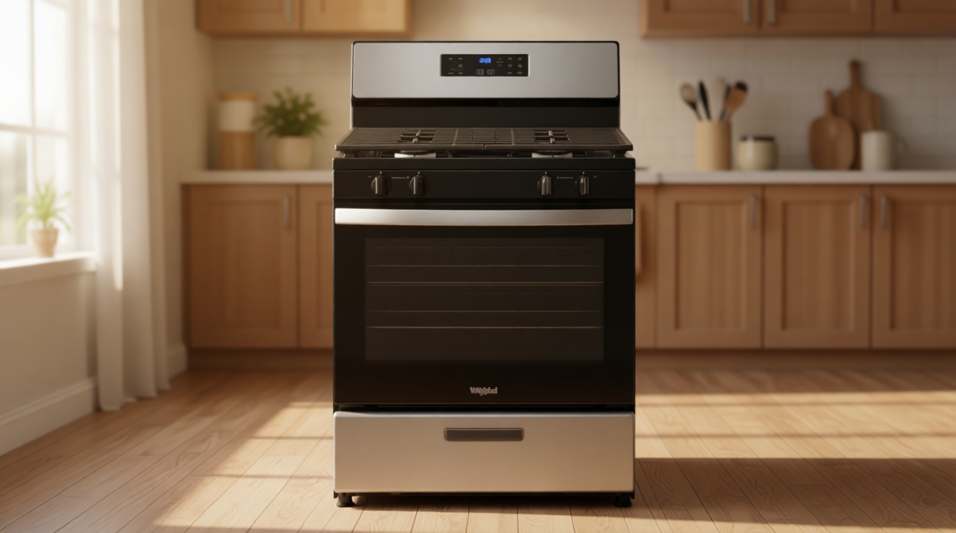 Whirlpool WFG320M0MS 30 Inch Freestanding Gas Range with 4 Sealed Burners, 5.1 cu. ft. Capacity, SpeedHeat™ Burners, Frozen Bake™, Sabbath Mode, Broiler Drawer, and Star-K Certified: Stainless Steel