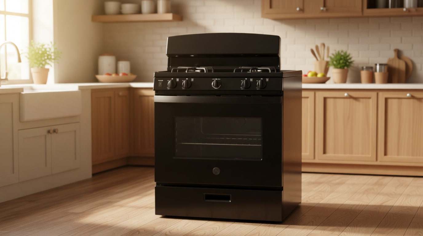 GE 30-Inch Freestanding Gas Range with 4 Sealed Burners, Standard Clean Oven, Black