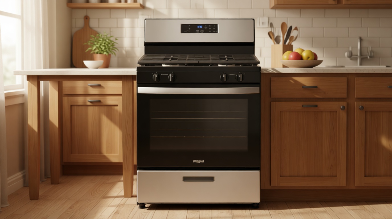 Whirlpool WFG320M0MS 30 Inch Freestanding Gas Range with 4 Sealed Burners, 5.1 cu. ft. Capacity, SpeedHeat™ Burners, Frozen Bake™, Sabbath Mode, Broiler Drawer, and Star-K Certified: Stainless Steel