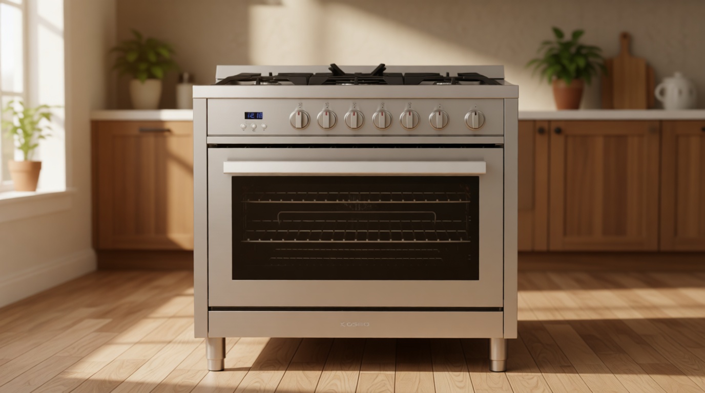 COSMO COS-965AGFC 36 in. Nebula Collection 3.8 cu. ft. Gas Range, 5 Burners, Rapid Convection Oven, Cast Iron Grates in Stainless Steel