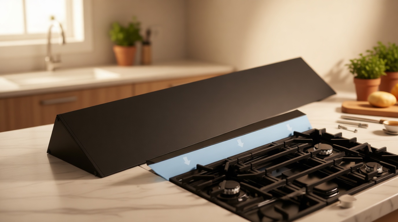 30" Slide-in Range Rear Filler Kit W10113901A, Stove Gap Universal Triangular Filler Strip, Cooktop Trim Kit Between Stove and Backsplash for Whirlpool & Most Brand, Durable Aluminum, Black