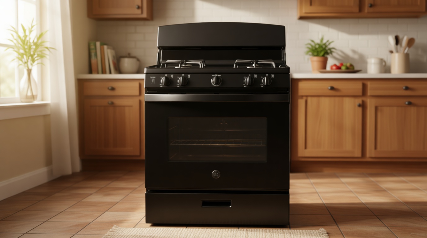 GE 30-Inch Freestanding Gas Range with 4 Sealed Burners, Standard Clean Oven, Black