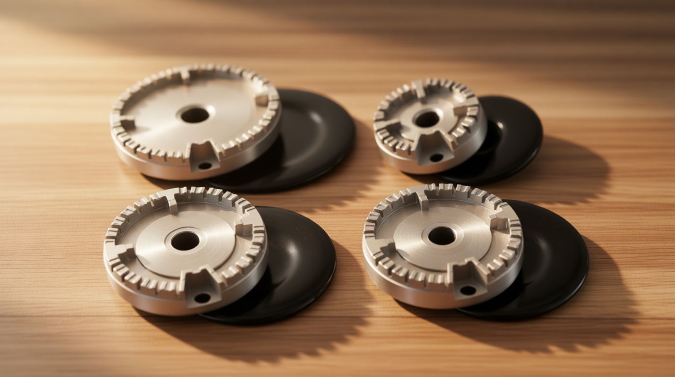 Gas Stove Burner Caps Set, Cooker Hat Set Suitable for Most Gas Stove Burners, 1 Large, 1 Small, 2 Middle