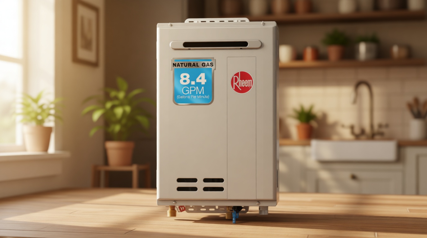 Rheem RTG-84XLN-3 High Efficiency Non-Condensing Outdoor Tankless Natural Gas Water Heater 8.4 GPM, 180,000 BTUs