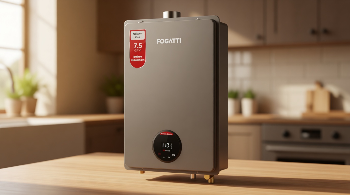 FOGATTI Natural Gas Tankless Water Heater Indoor - Max 7.5 GPM 170,000 BTU, CSA Certified Compact Design On Demand Instant Hot Water Heater - Instagas Comfort 170S Series